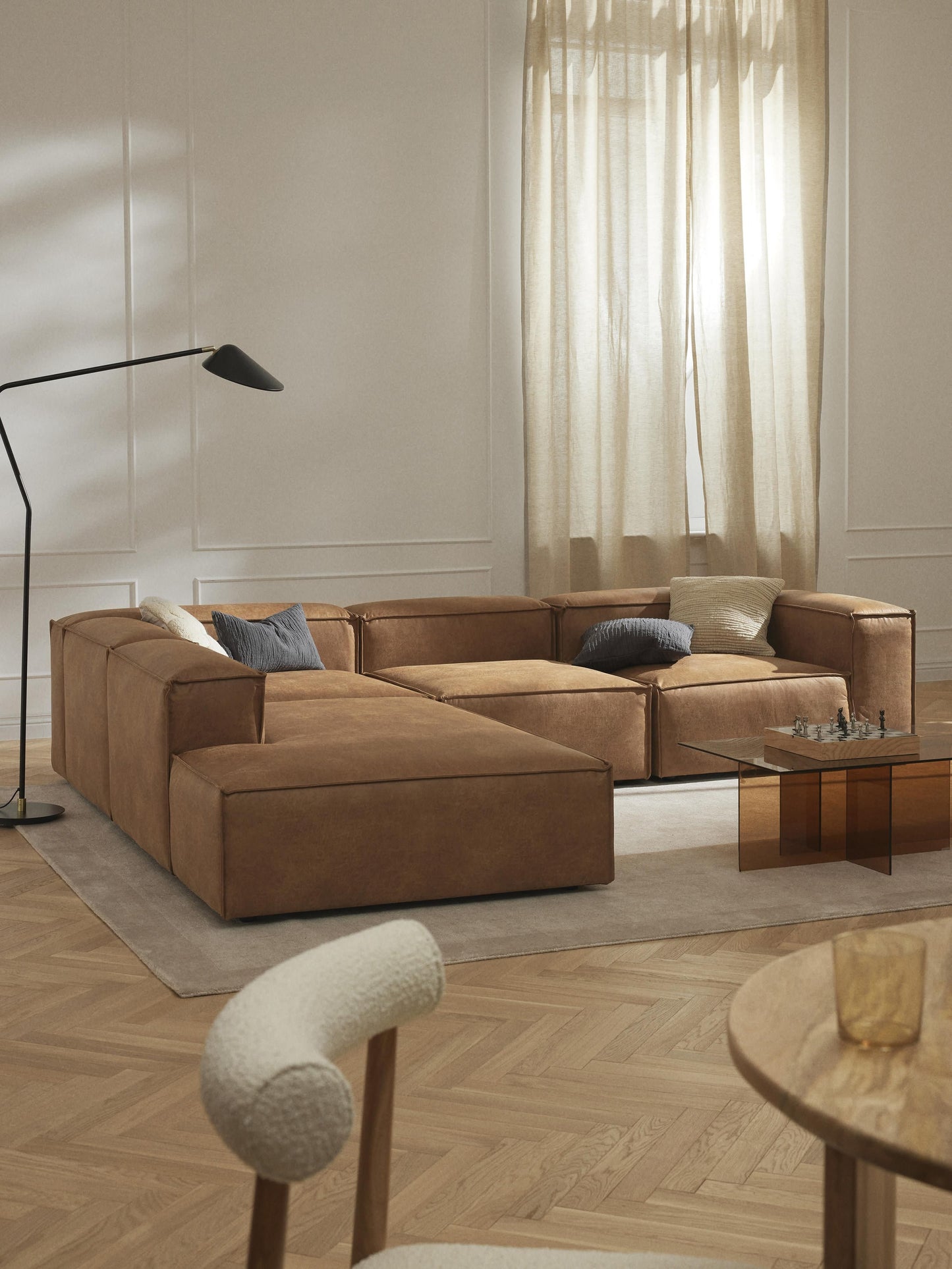 Lenfaro Modular XL Leather Corner Sofa (4-Seater)
