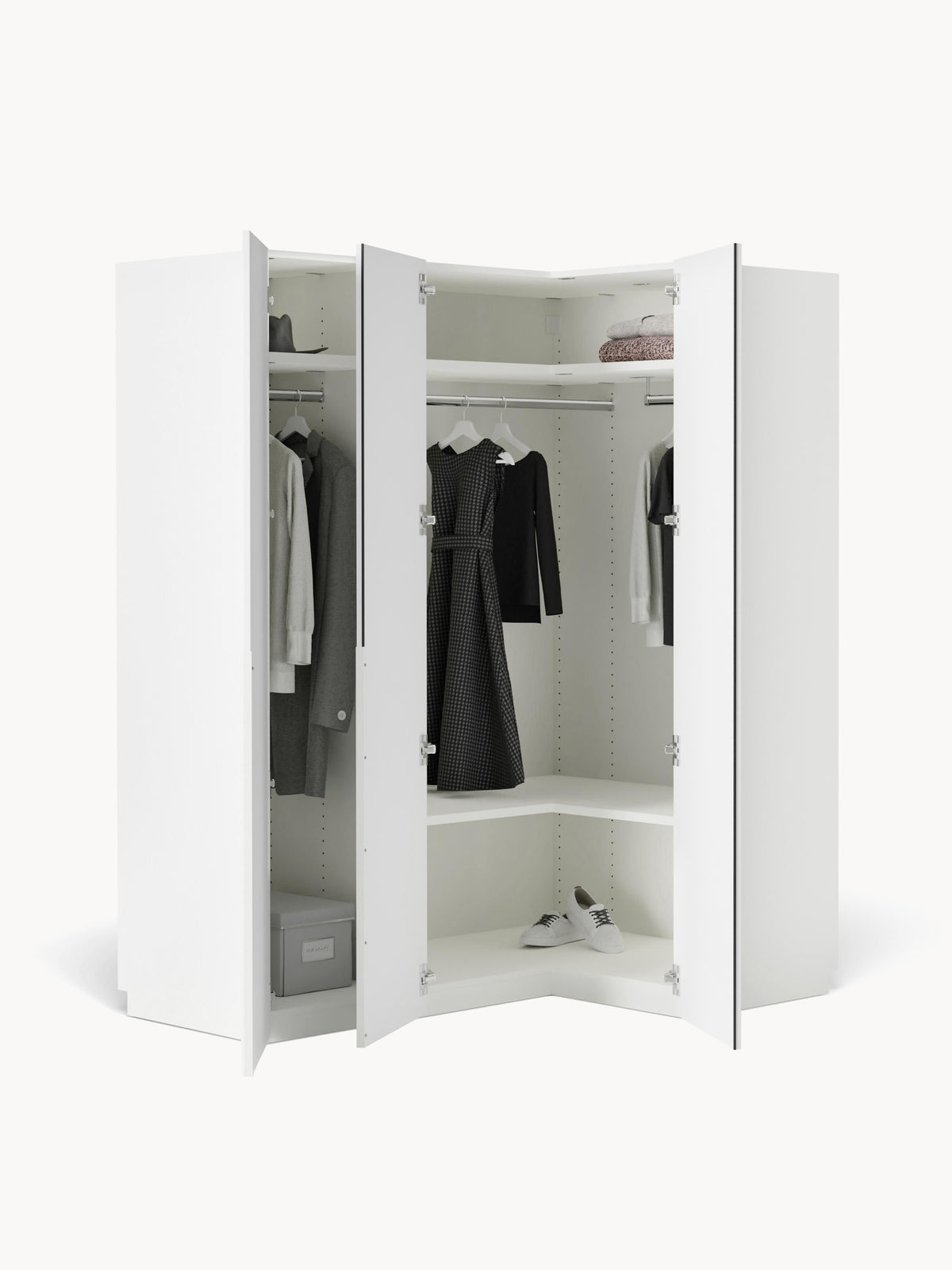 Leonzari Modular Corner Wardrobe, 165 cm Wide, in Various Sizes