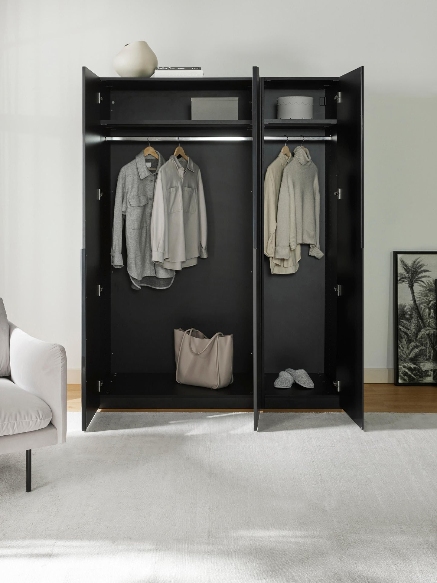 Leonzari Modular Hinged-Door Wardrobe, 150 cm Wide, in Various Sizes
