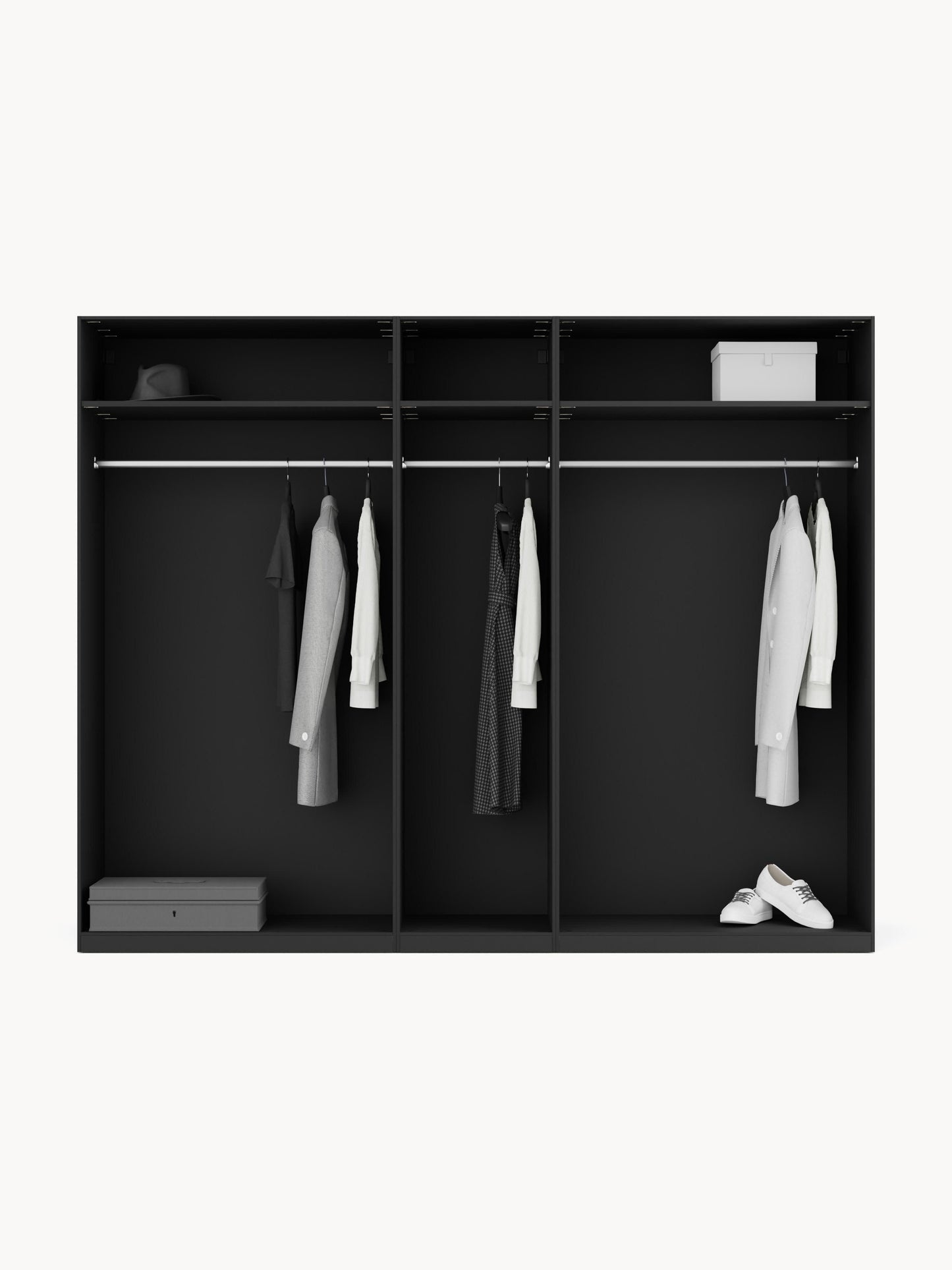 Leonzari Modular Hinged-Door Wardrobe, 250 cm Wide, in Various Sizes
