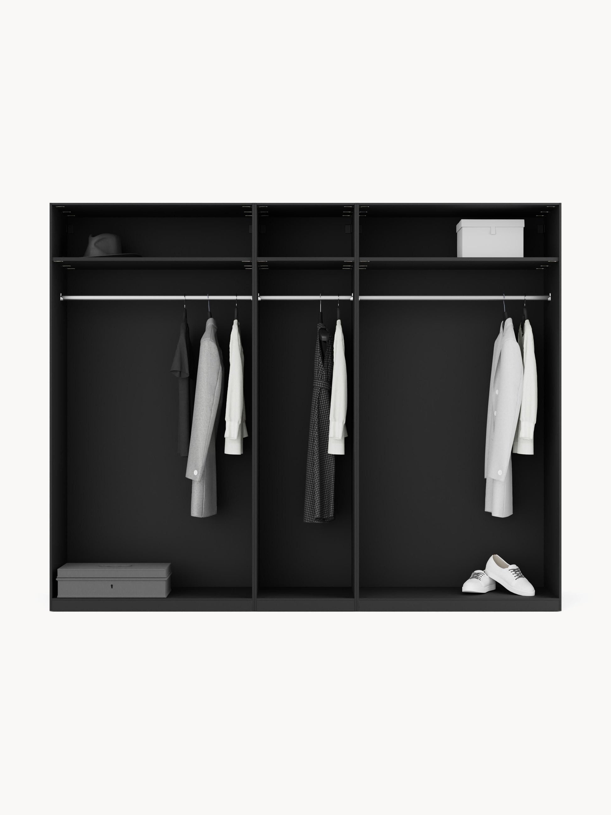 Leonzari Modular Hinged-Door Wardrobe, 250 cm Wide, in Various Sizes