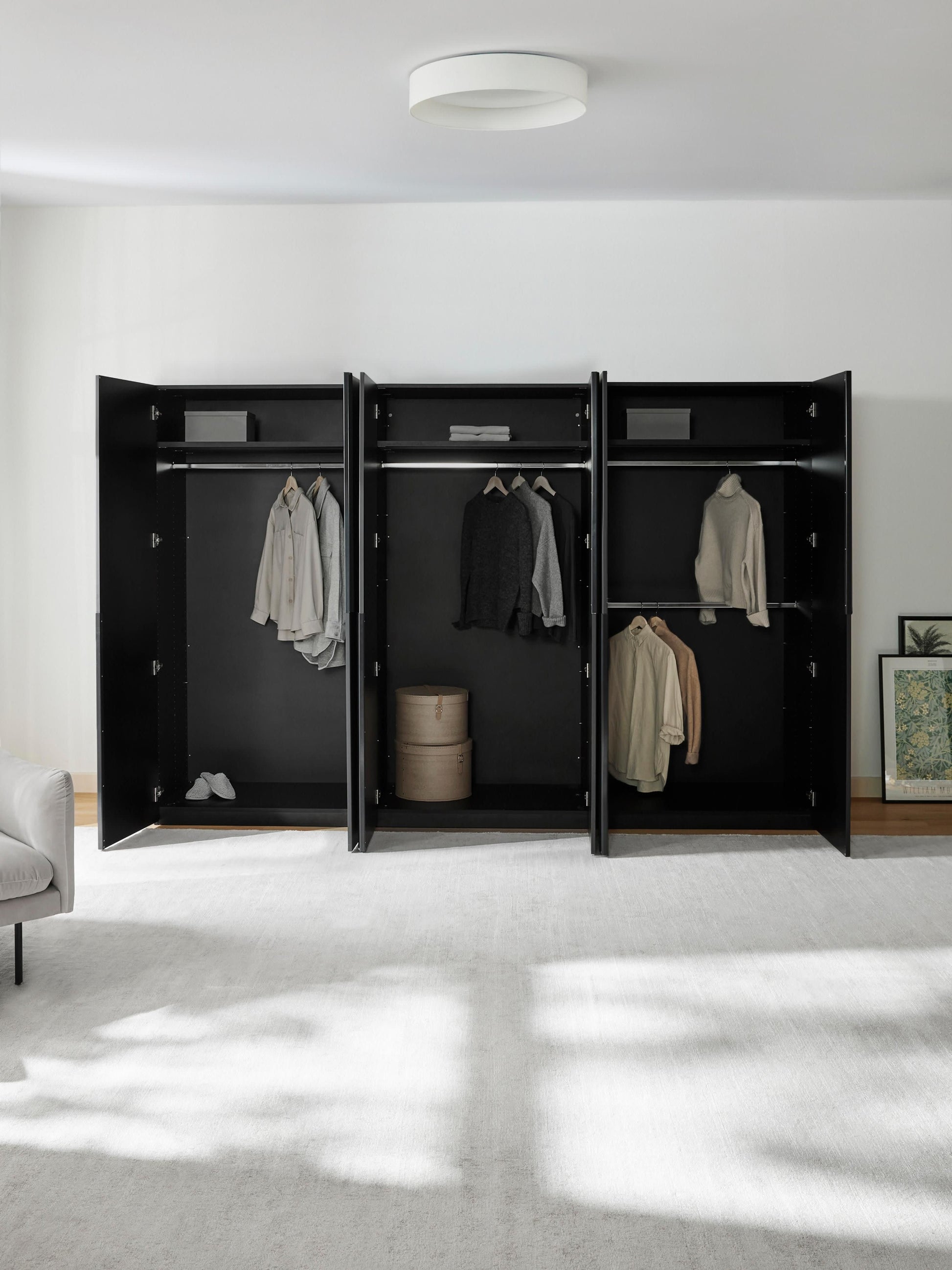 Leonzari Modular Hinged-Door Wardrobe, 300 cm Wide, in Various Sizes