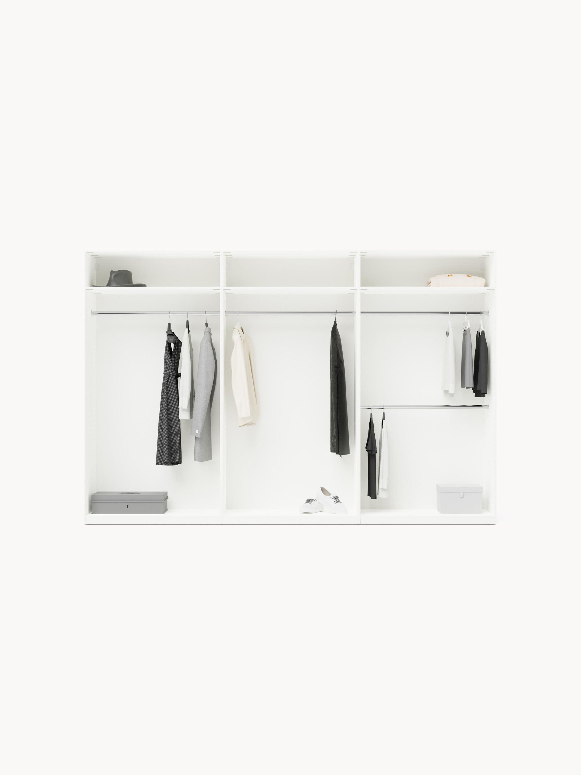 Leonzari Modular Hinged-Door Wardrobe, 300 cm Wide, in Various Sizes