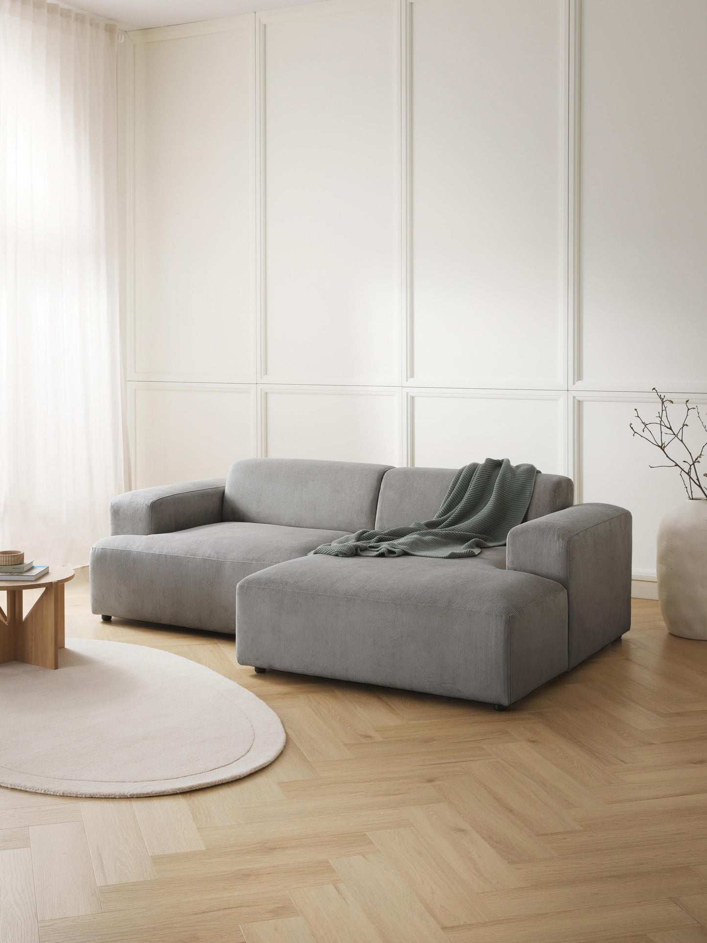 Melvasso Corner Sofa in Corduroy (3-Seater)