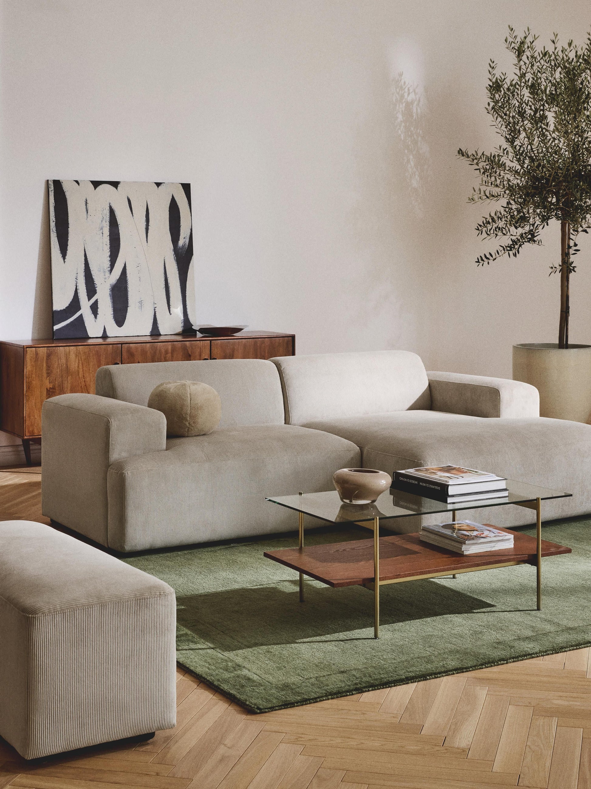 Melvasso Corner Sofa in Corduroy (3-Seater)