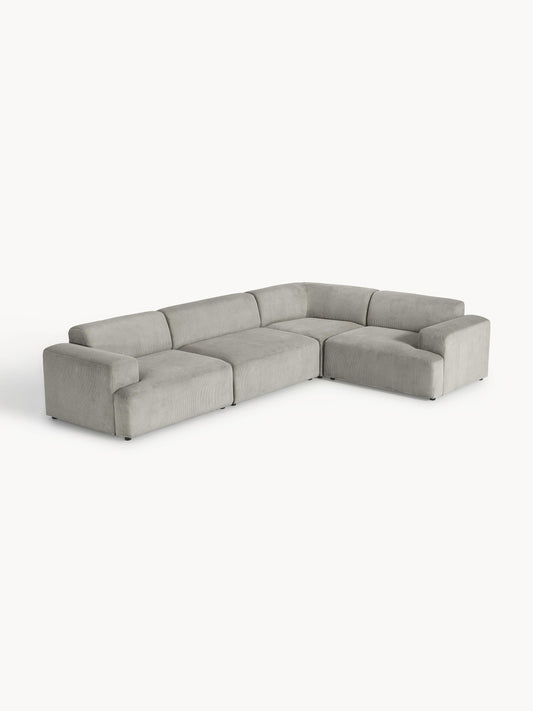 Melvasso Large Corduroy Corner Sofa (4-Seater)