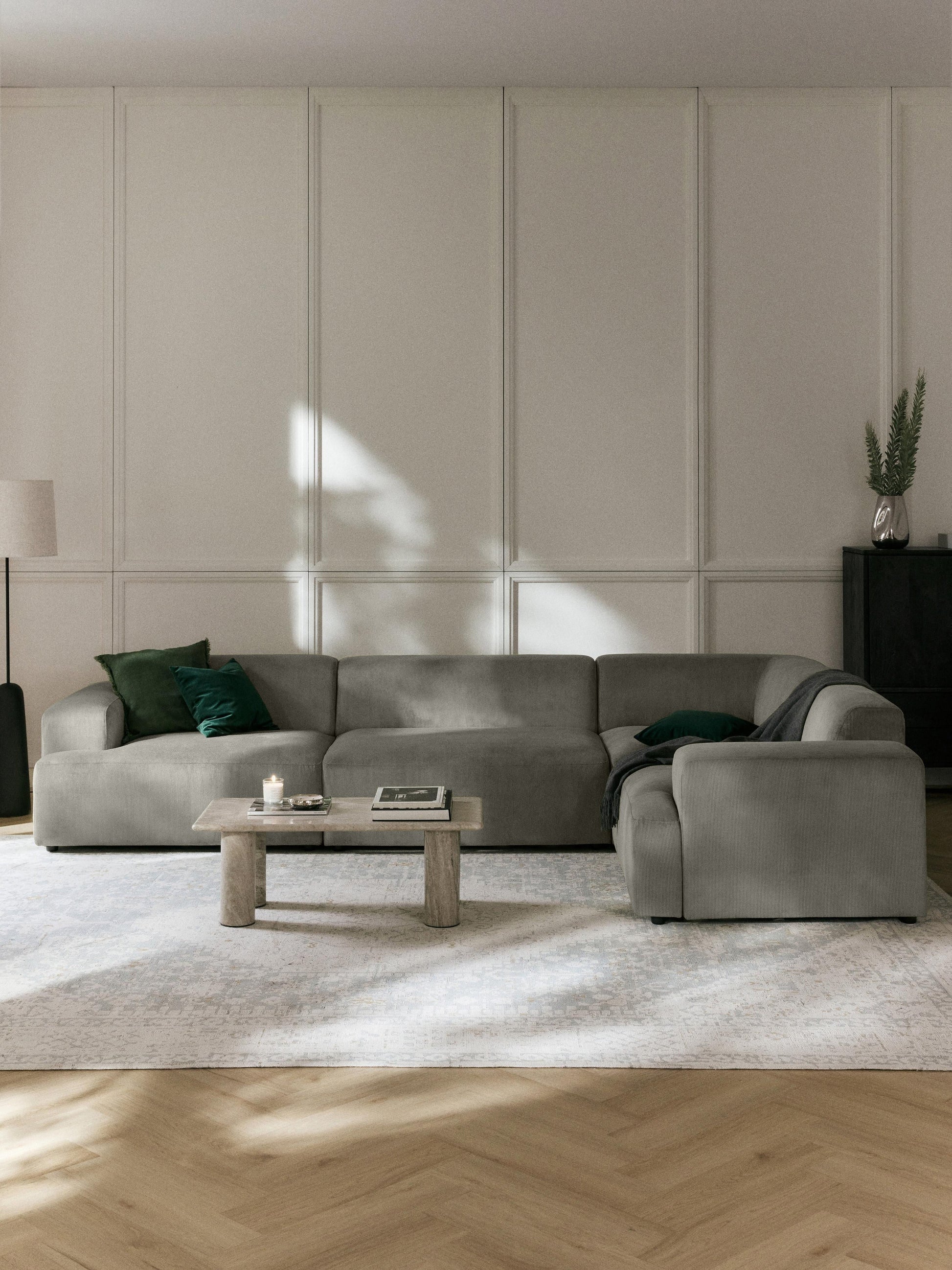Melvasso Large Corduroy Corner Sofa (4-Seater)