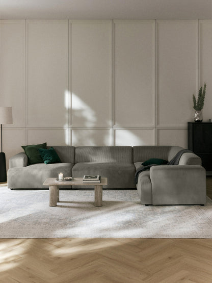 Melvasso Large Corduroy Corner Sofa (4-Seater)