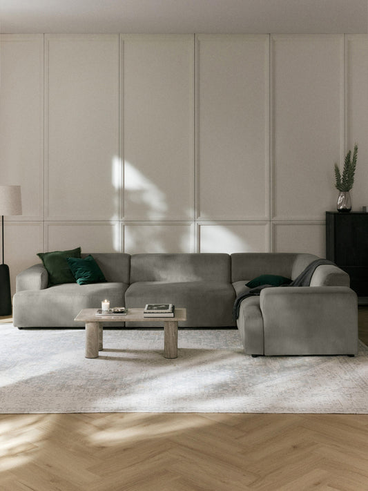 Melvasso Large Corduroy Corner Sofa (4-Seater)