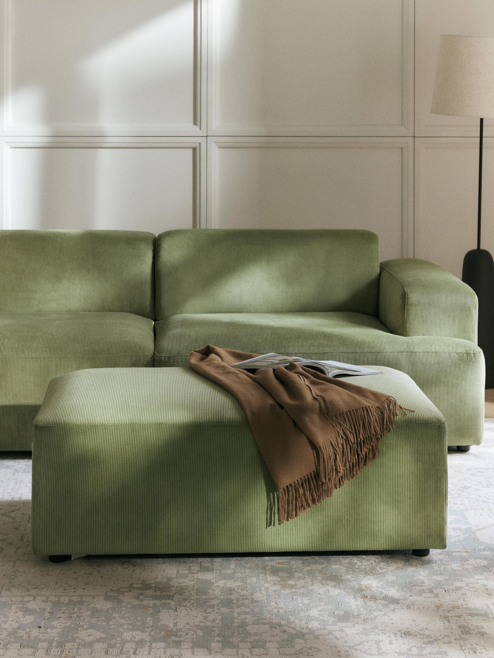 Melvasso XL Ottoman in Corduroy, W 116 x D 72 cm