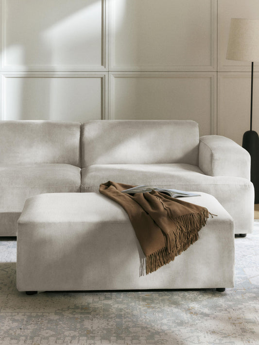 Melvasso XL Ottoman in Corduroy, W 116 x D 72 cm