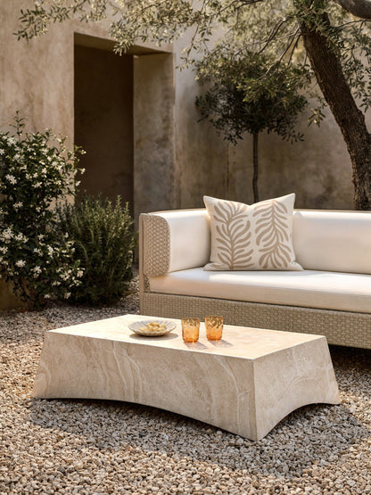 Mohvenza Indoor & Outdoor Coffee Table in Travertine Look, W 120 cm