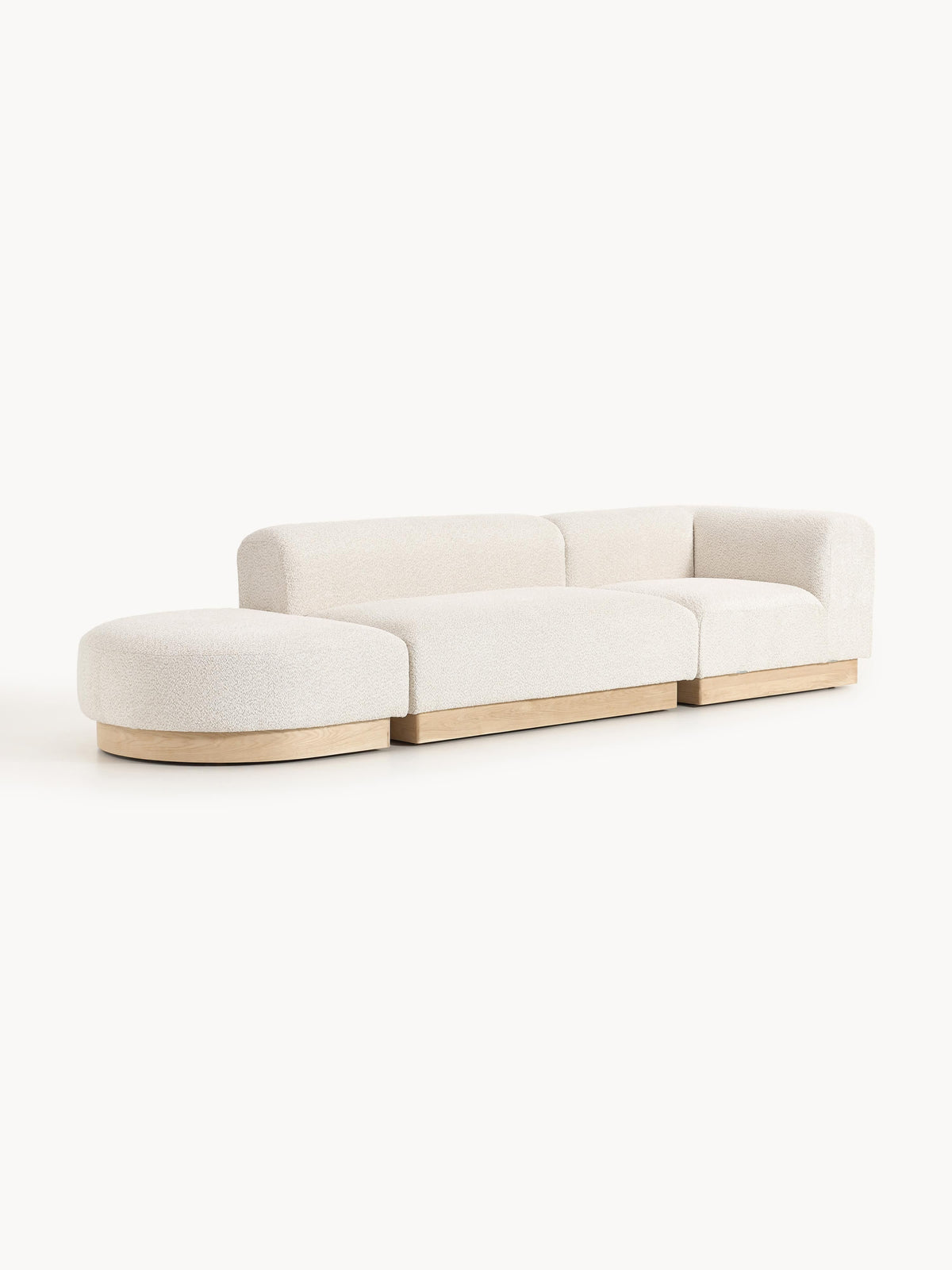 Natolino Modular Ottoman in Teddy Bouclé with Stool (Left/Right)