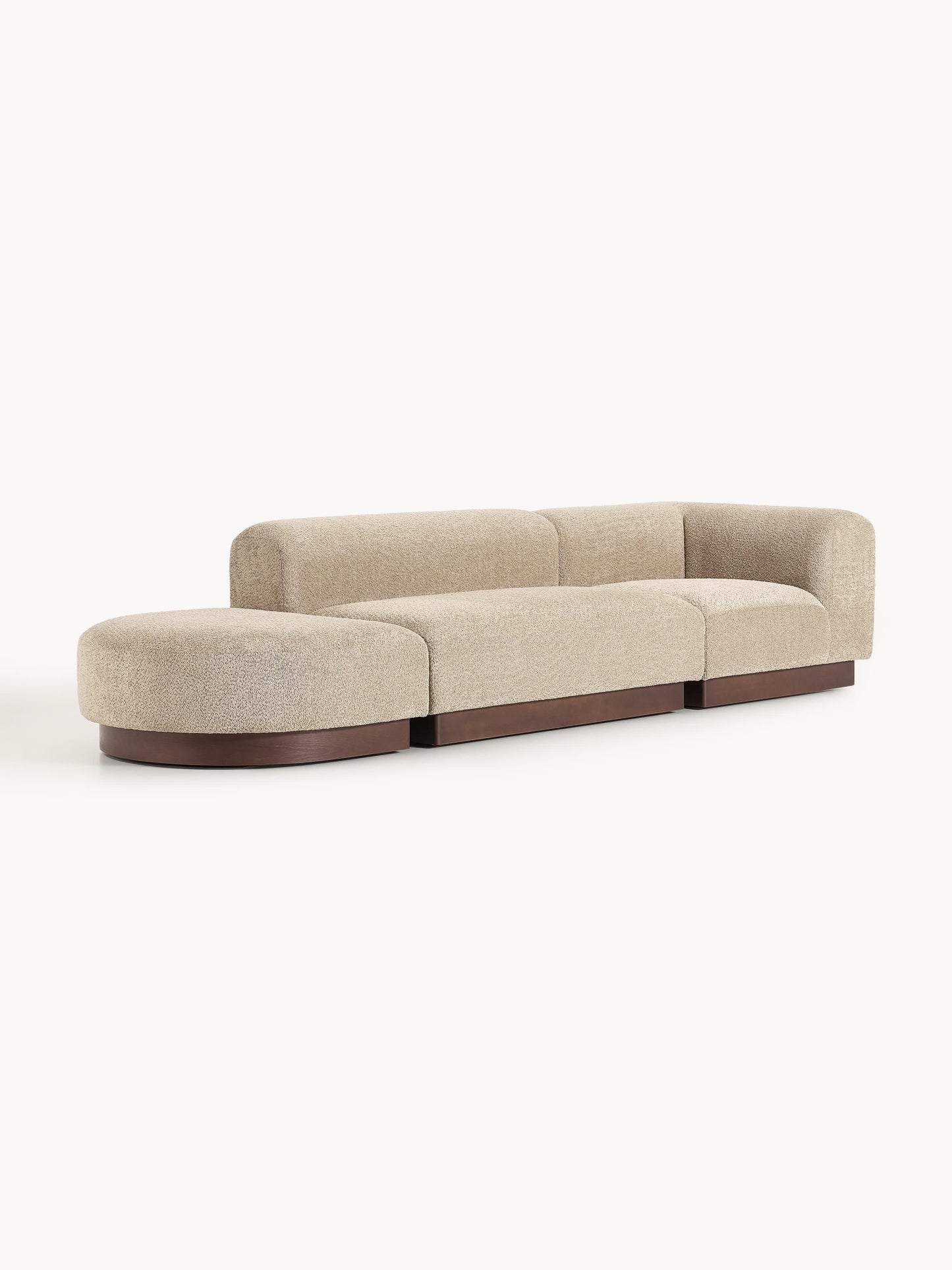 Natolino Modular Ottoman in Teddy Bouclé with Stool (Left/Right)