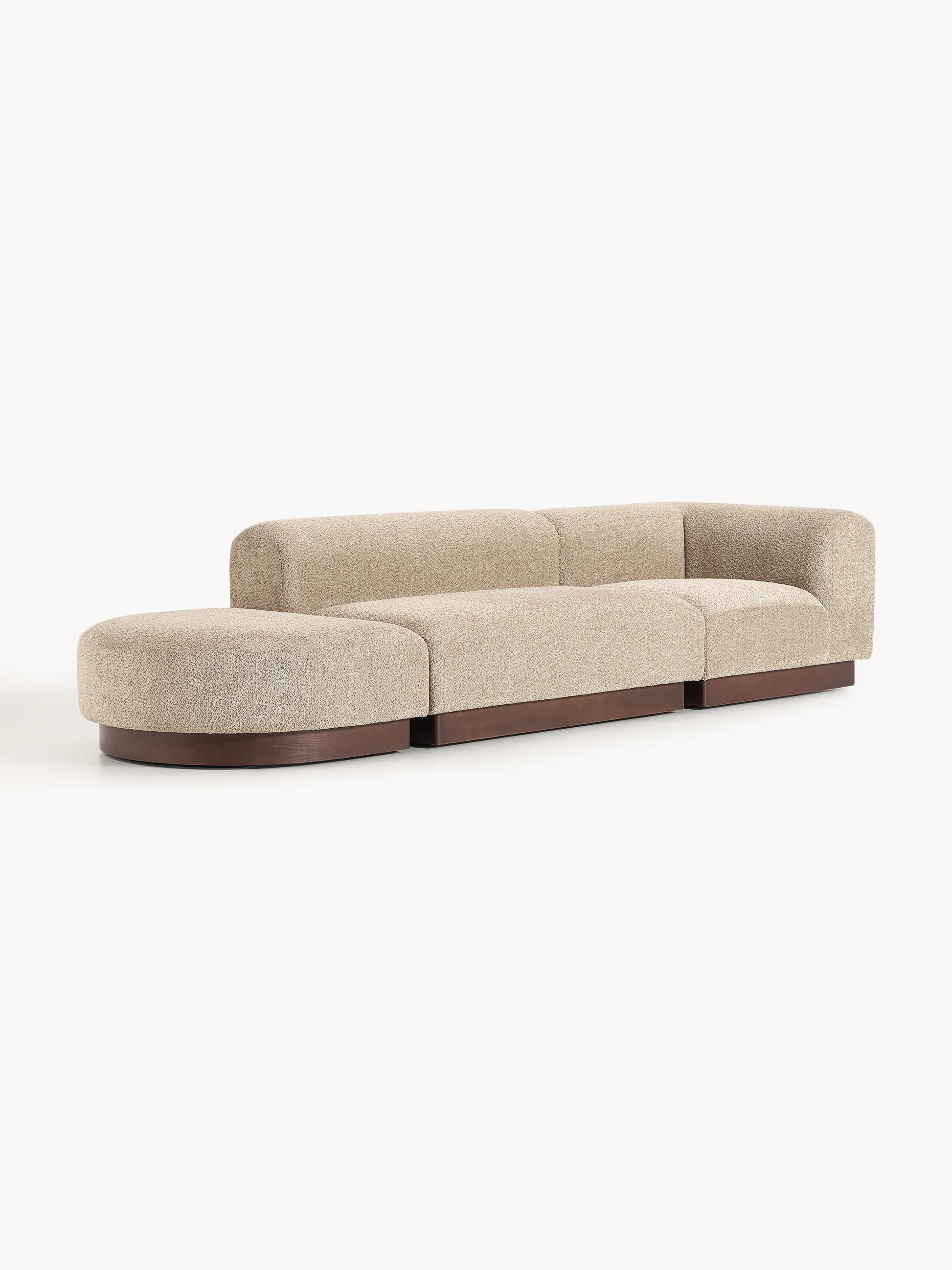 Natolino Modular Ottoman in Teddy Bouclé with Stool (Left/Right)
