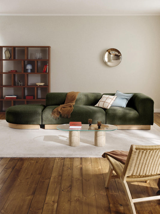Natolino Modular Ottoman in Teddy Bouclé with Stool (Left/Right)