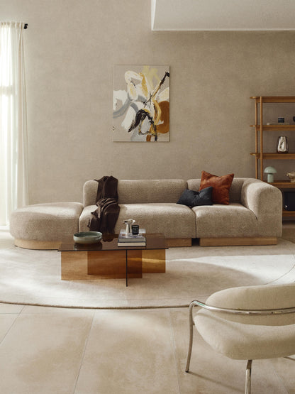 Natolino Modular Ottoman in Teddy Bouclé with Stool (Left/Right)