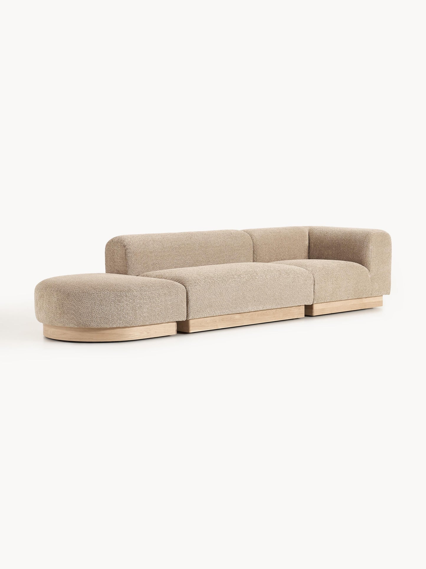 Natolino Modular Ottoman in Teddy Bouclé with Stool (Left/Right)