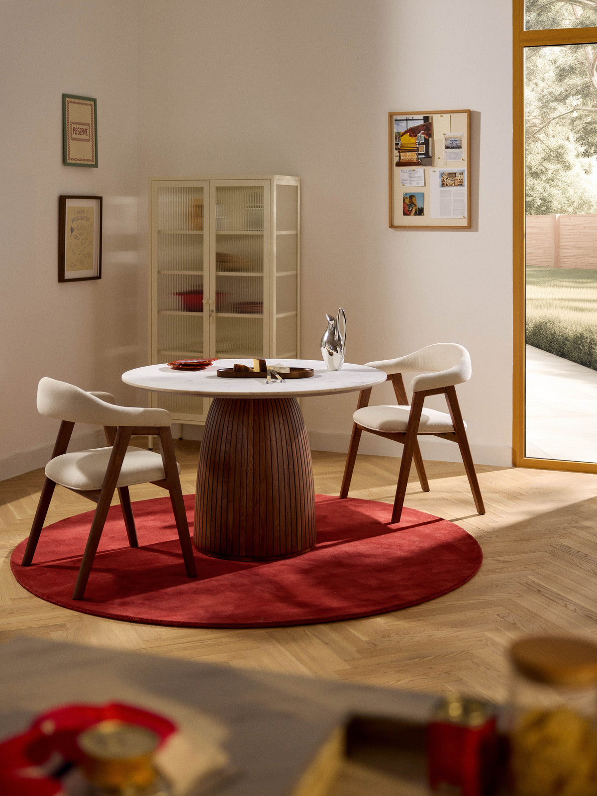Nelmoro Round Dining Table with Marble Tabletop, Ø 115 cm