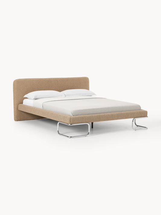 Olimbra Bouclé Upholstered Bed with Metal Legs
