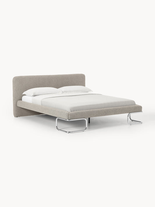 Olimbra Bouclé Upholstered Bed with Metal Legs