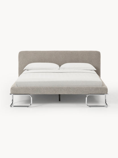 Olimbra Bouclé Upholstered Bed with Metal Legs