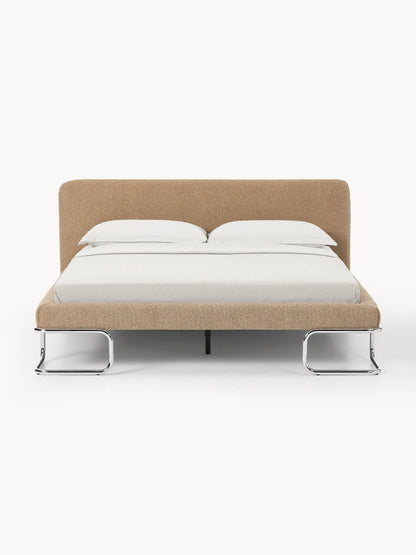 Olimbra Bouclé Upholstered Bed with Metal Legs