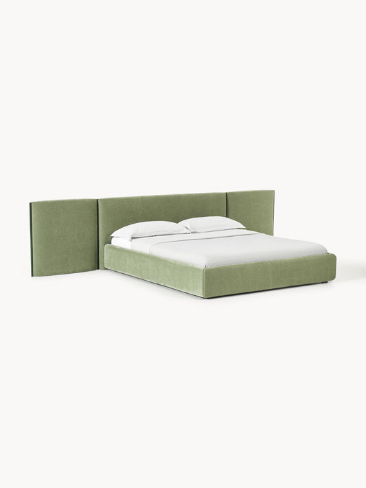 Otbjorn Upholstered Bed with Folding Headboard