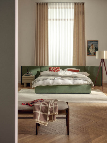 Otbjorn Upholstered Bed with Folding Headboard