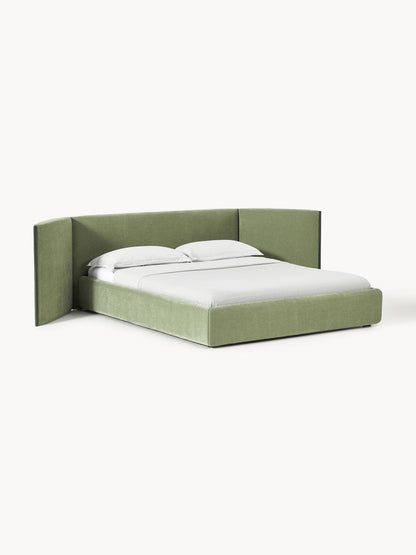 Otbjorn Upholstered Bed with Folding Headboard