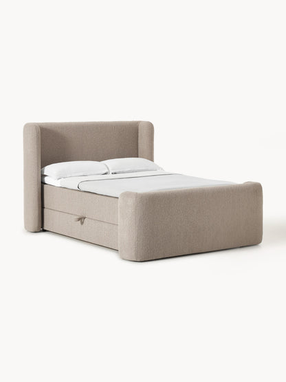 Perlondo Bouclé Box Spring Bed with Storage