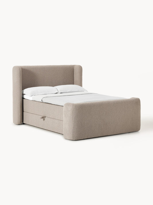 Perlondo Bouclé Box Spring Bed with Storage