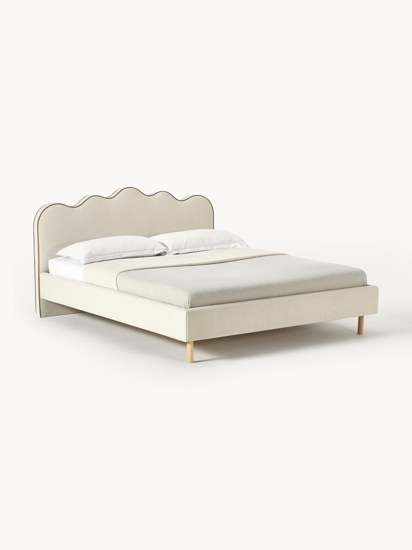 Rombiso Upholstered Bed with Wavy Headboard