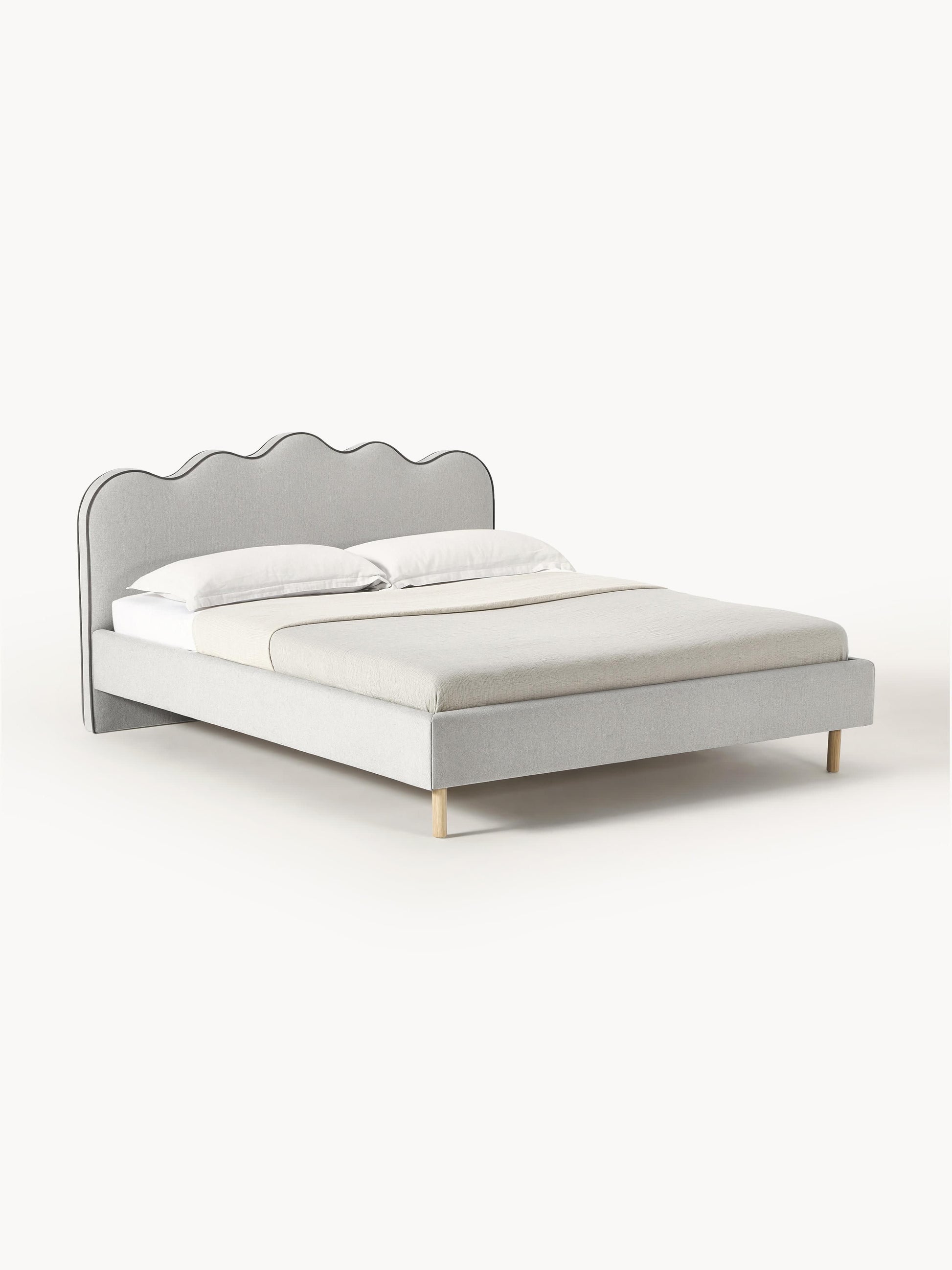 Rombiso Upholstered Bed with Wavy Headboard