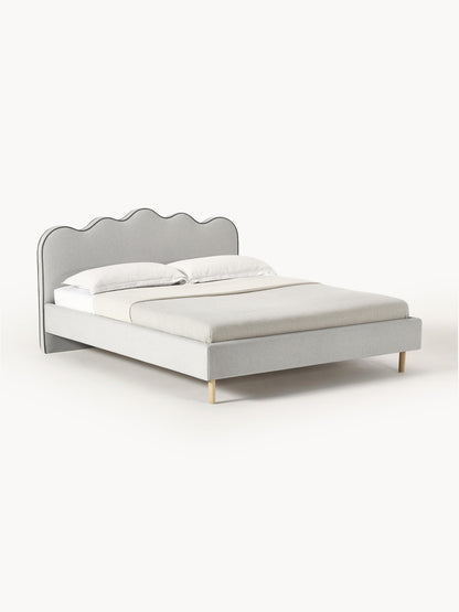 Rombiso Upholstered Bed with Wavy Headboard