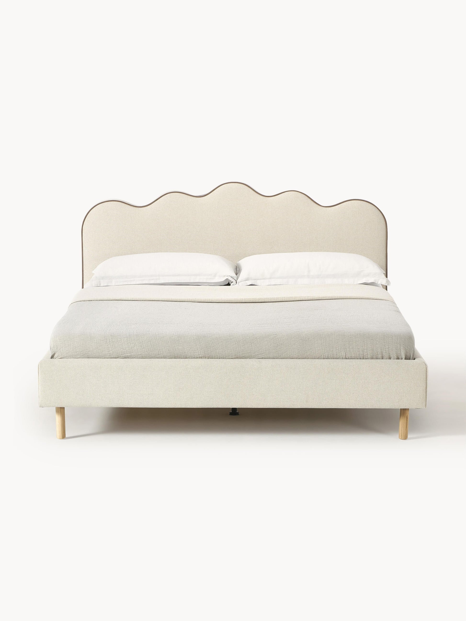Rombiso Upholstered Bed with Wavy Headboard