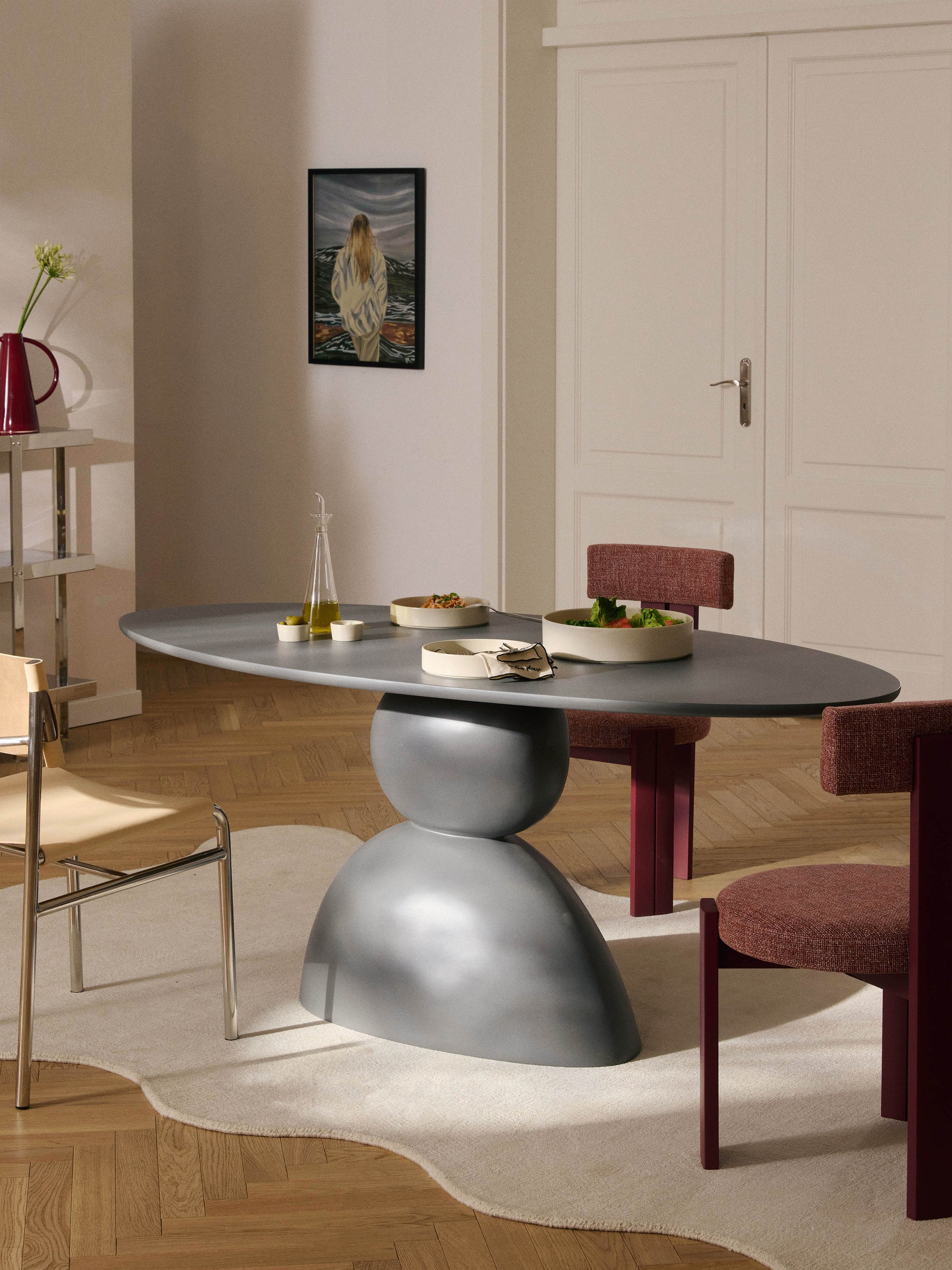 Sahrezzi Oval Dining Table with Organic Design, 180 x 90 cm