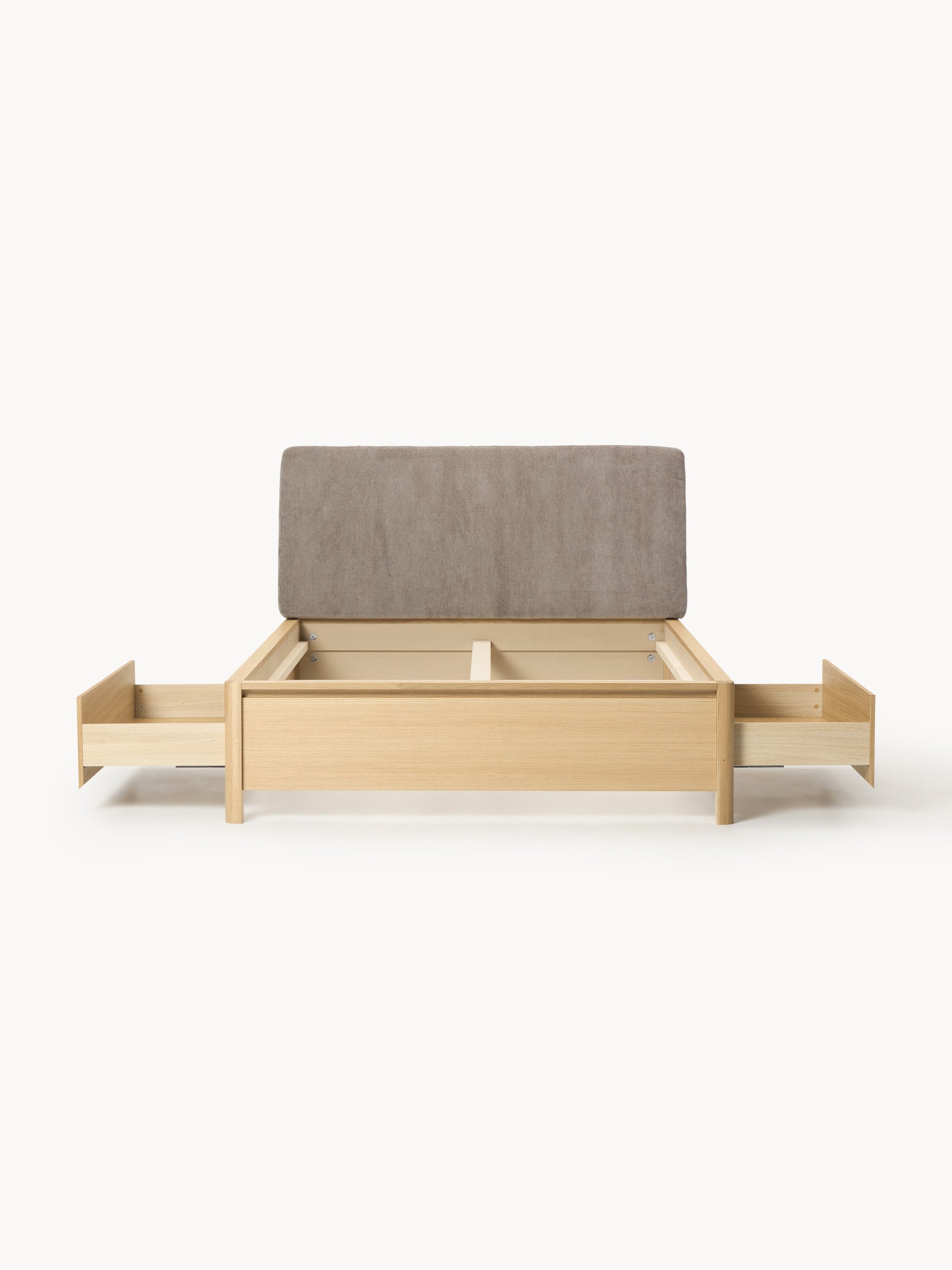 Santolli Wooden Bed with Upholstered Headboard and Drawers