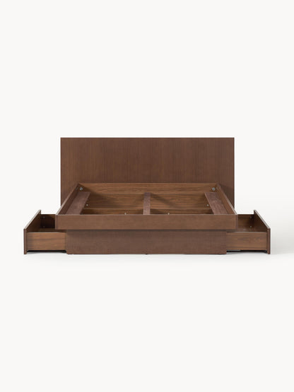 Satorelli Wooden Bed with Drawers and Headboard