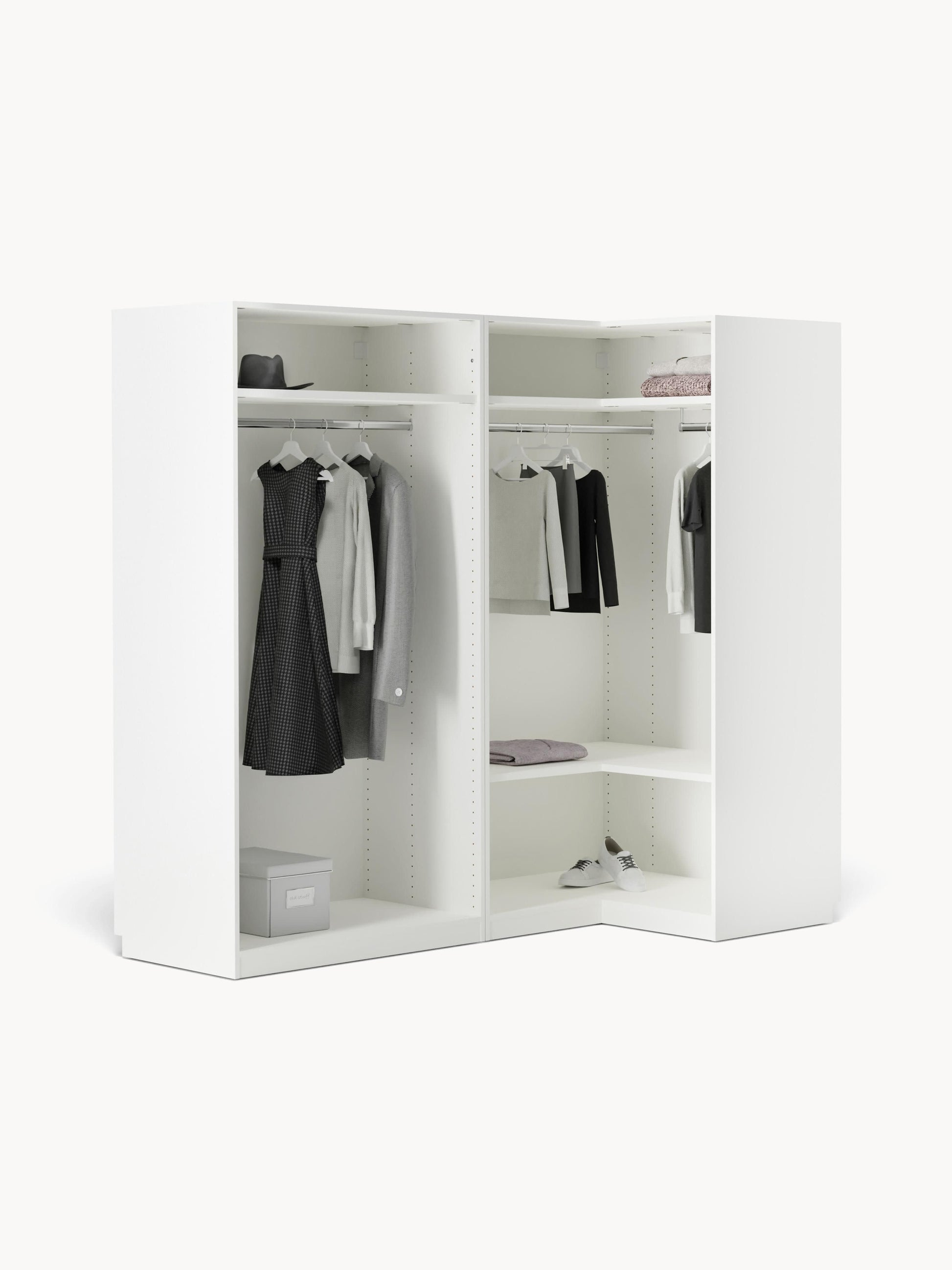 Simberto Modular Corner Wardrobe, 215 cm Wide, in Various Sizes