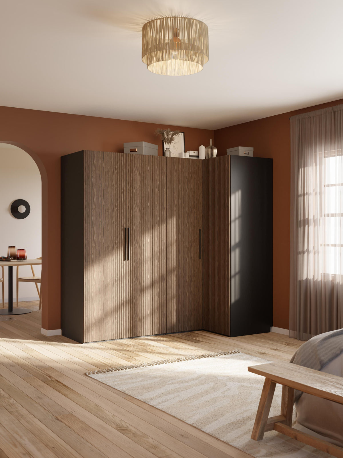 Simberto Modular Corner Wardrobe, 215 cm Wide, in Various Sizes