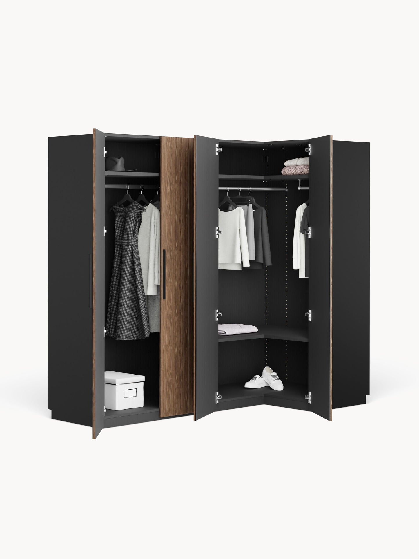 Simberto Modular Corner Wardrobe, 215 cm Wide, in Various Sizes