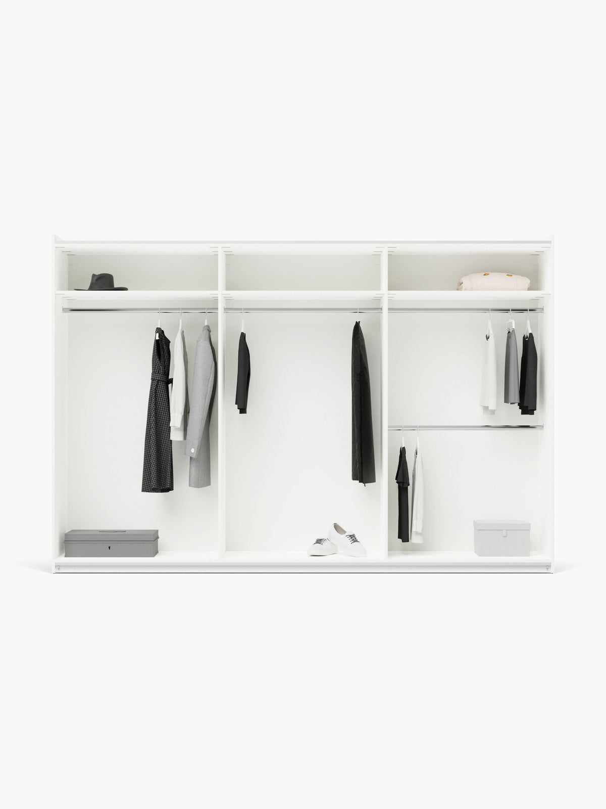 Simberto Modular Sliding-Door Wardrobe, 300 cm Wide, in Various Sizes
