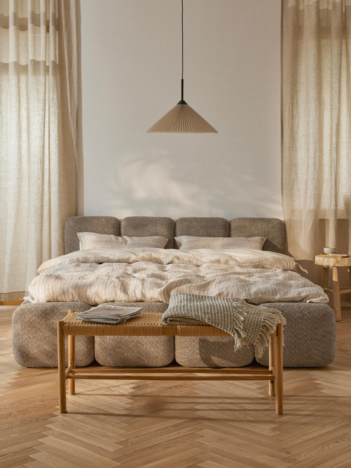 Taymonde Teddy Bouclé Upholstered Bed