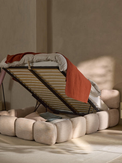 Taymonde Upholstered Bed in Bouclé with Storage