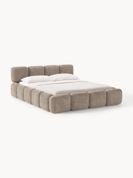 Taymonde Upholstered Bed in Teddy Bouclé with Storage