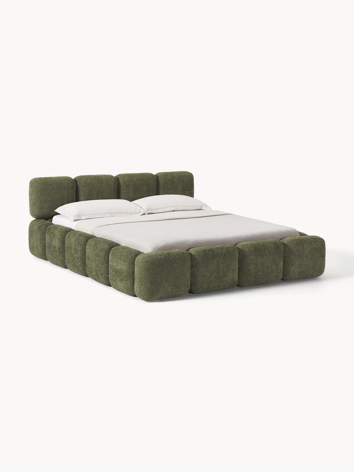 Taymonde Upholstered Bed in Teddy Bouclé with Storage