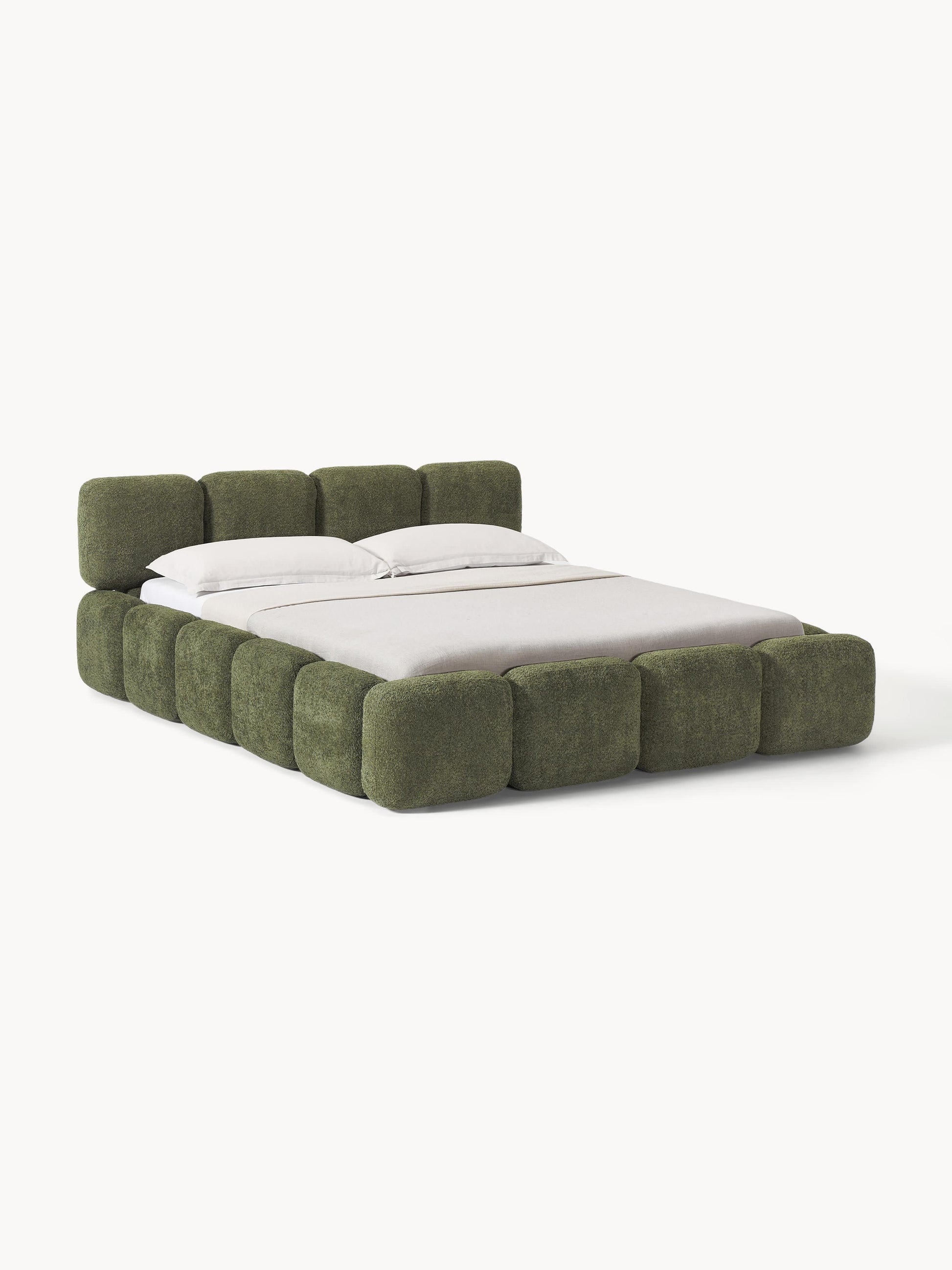 Taymonde Upholstered Bed in Teddy Bouclé with Storage