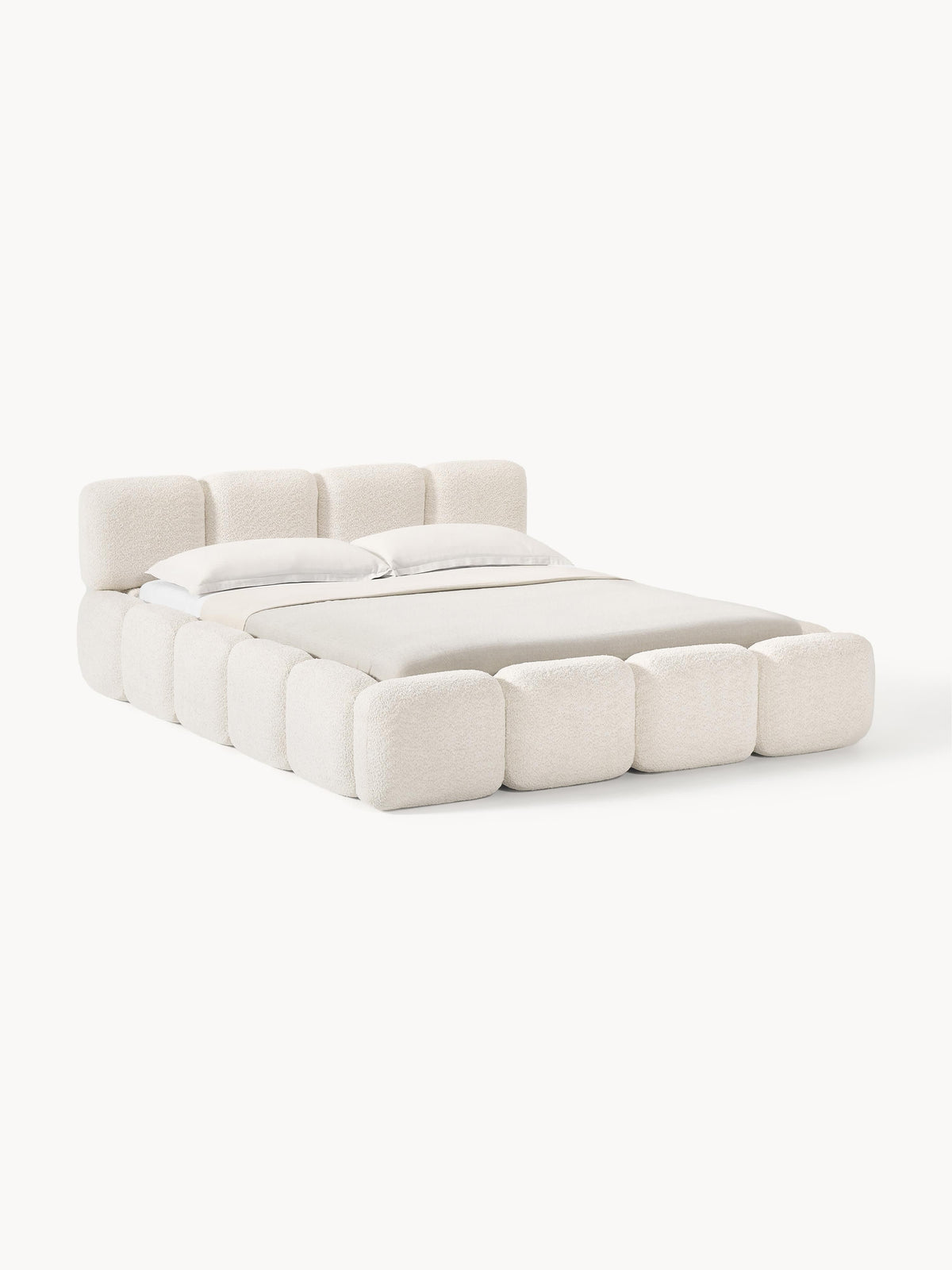 Taymonde Upholstered Bed in Teddy Bouclé with Storage