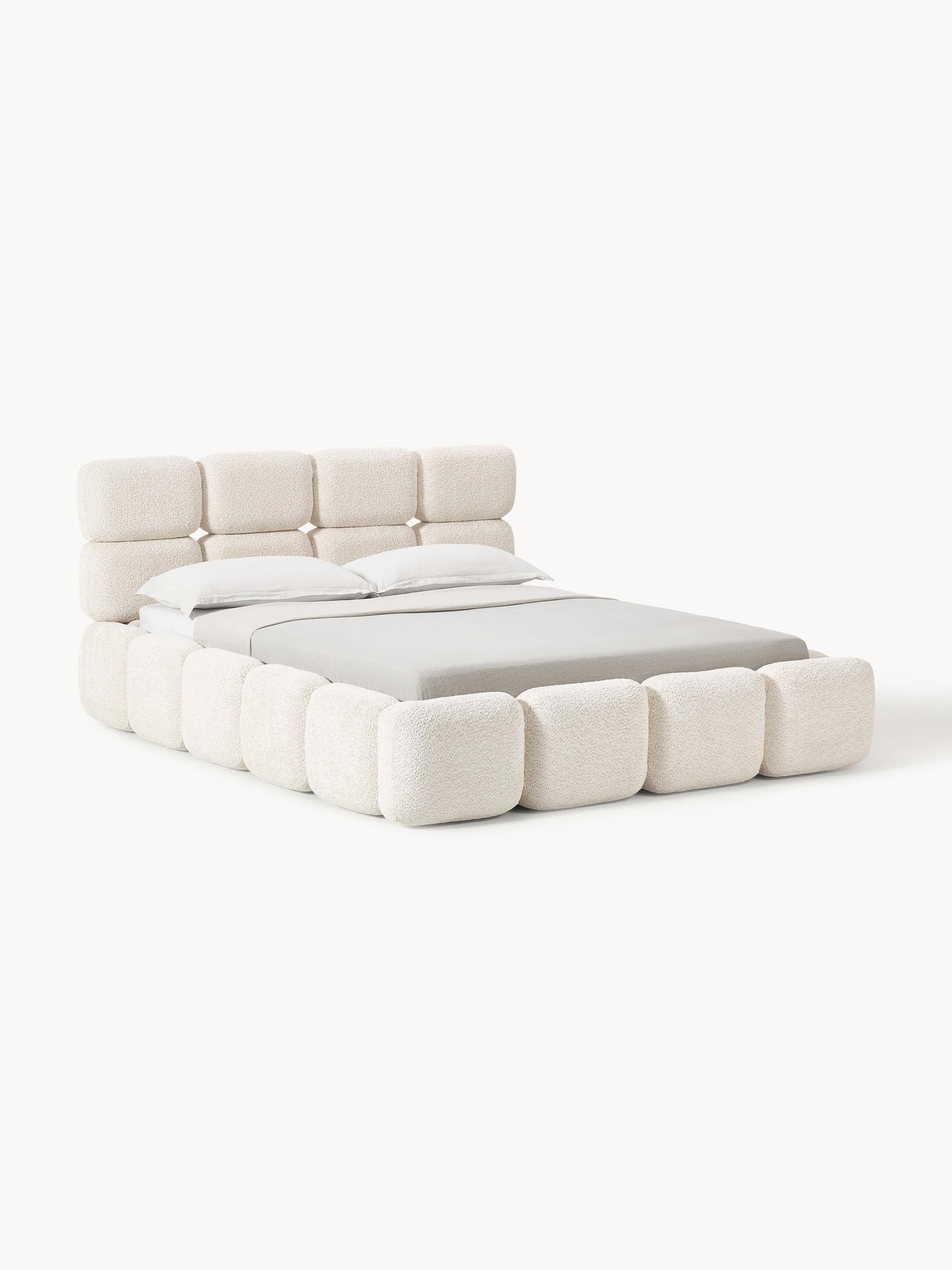 Taymonde Upholstered Bed in Teddy Bouclé with Storage